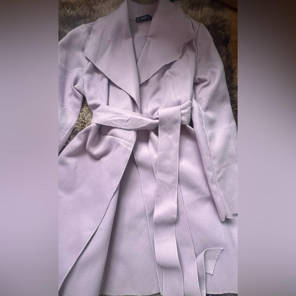 SHEIN Lavender Belted Coat